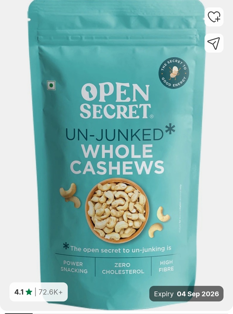 Whole truth un-junked cashews 1kg