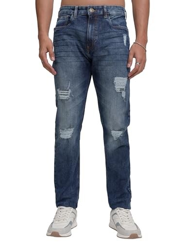 Highlander Mens Tapered Fit Denim Jeans