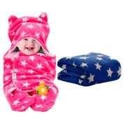 Zepto - Oyo Baby Blankets Combo For Babies 0-6 Months, , Skin Friendly, Star Dark Blue & Pink