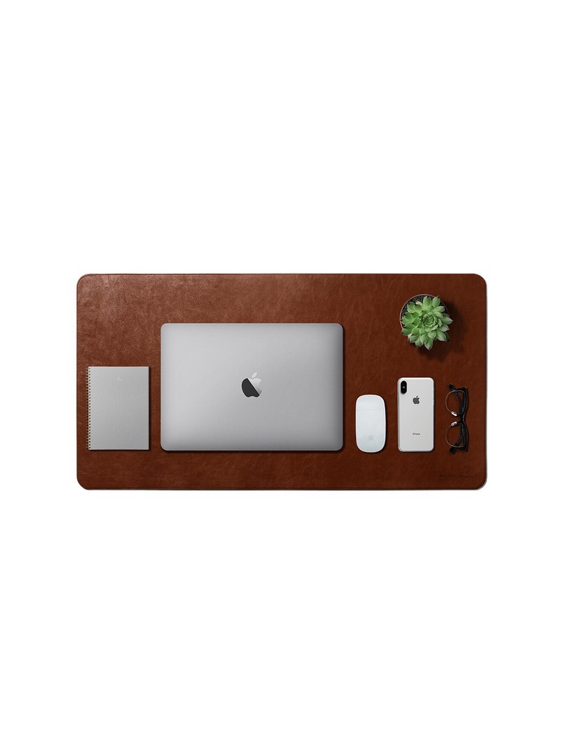  DailyObjects Unisex Tan Brown Solid Handcrafted Turf Vegan Leather Desk Mat 