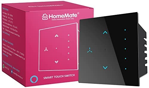 HomeMate Wi-Fi Smart Fan Regulator Touch Switch | No Hub Required (Pack of 1, Black)