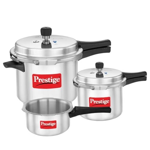 Prestige 2 Litre + 3 Litre + 5 Litre Aluminium Pressure Cooker Combo 