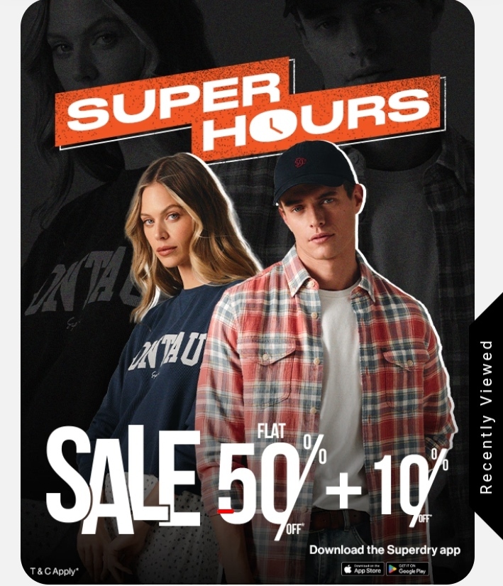 Superdry Super Hours Sale – Flat 50% + Extra 10% Off | Tees from ₹1,388