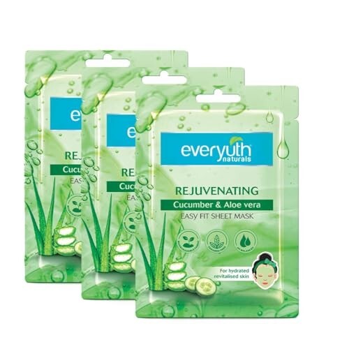 Everyuth Naturals Rejuvenating Cucumber & Aloe Vera Sheet Mask Pack of 3 [Apply coupon ]