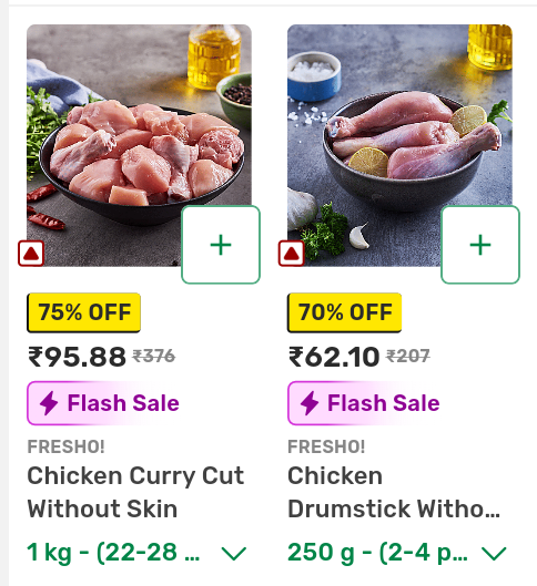 Bigbasket Flash Sale - Chicken Curry cut, Drumstick, Leg boneless, Biriyani Cut at 75% off, Available Bhubaneswar 