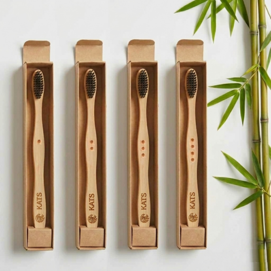KATS Organic Bamboo Toothbrush for Adults (Pack of 4) [Apply 10% coupon]