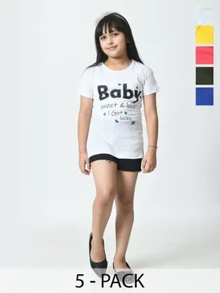 Baesd - Up to 83% Off on Girls Tshirts (Pac of 5)