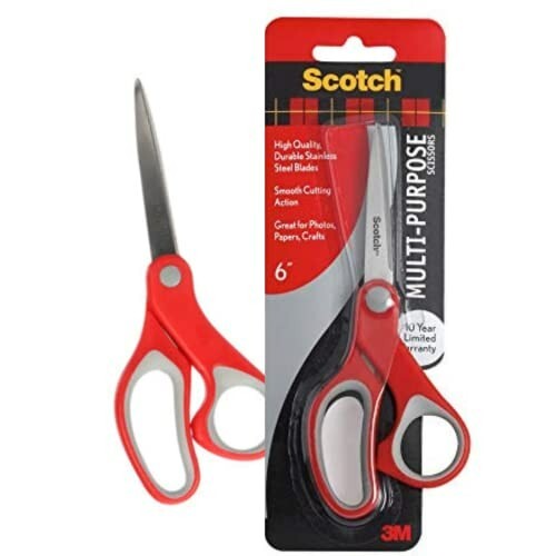 3M Scotch Scissors | 6" Multipurpose | Comfort Grip Handle and Stainless Steel Blades |