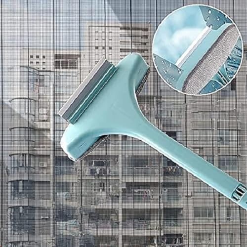TEKCOOL Polypropylene Multifunctional 2 in 1 Screen Brush & Wiper with Extended Handle - Mesh Cleaning Window Cleaner, Multi Color