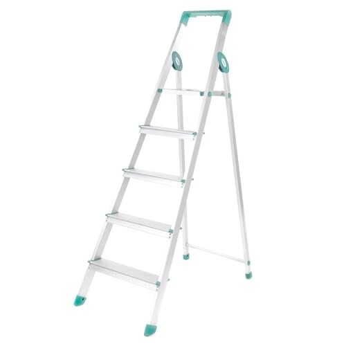 Bathla Prime 5 - Step Foldable Aluminium Ladder  Teal