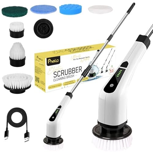 Pivalo 7in1 Cordless Electric Spin Scrubber 400 RPM Adjustable Bathroom Cleaning Brush 