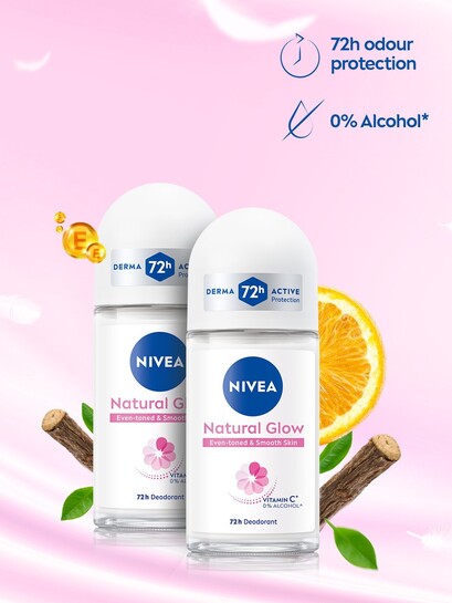 Nivea Women Set Of 2 Natural Glow Deo Roll On With 72H Odor Protection 50 Ml Each 