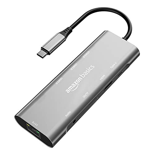 Amazon Basics USB-C Hub Dock 9-in-1 Aluminium Type-C Adapter