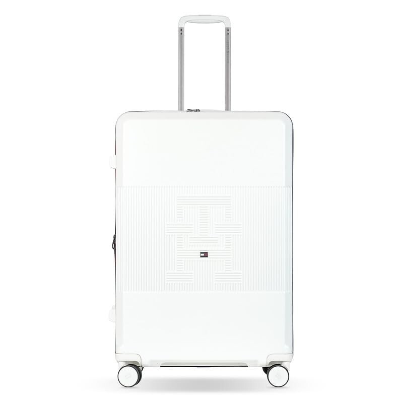 Tommy Hilfiger Mid-Size Luggage Patrick - Off White | Check-in Trolley Bag with TSA Lock | 360° Spinner Wheels | Telescopic Handle |Hardshell Polycarbonate Suitcase |Water Resistance |74L Capacity