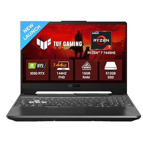 ASUS TUF A15 (2025), AMD Ryzen 7 7445HS,RTX 3050-4GB,75W TGP,16GB Graphite Black,2.3 Kg FA506NCG-HN199W, Gaming Laptop