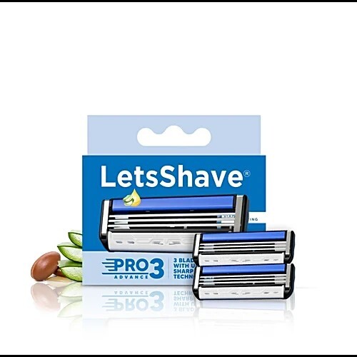 LetsShave Pro 3 Advance Ultra Sharp Stainless Steel Blade Cartridge, 2 pcs