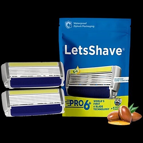 LetsShave Pro 6 Manual Shaving Razor Blades Refills/Cartridge - For Men, 2 pcs