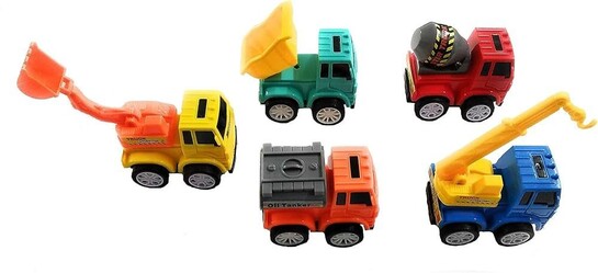 Mini Set of 5 Engineering Construction Pull Back Vehicles Truck Toys for Kids (Multicolor, Pack of: 1)