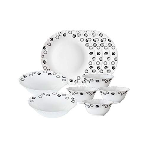 Larah by Borosil Universe Opalware Dinner Set, 10 -Piece, White