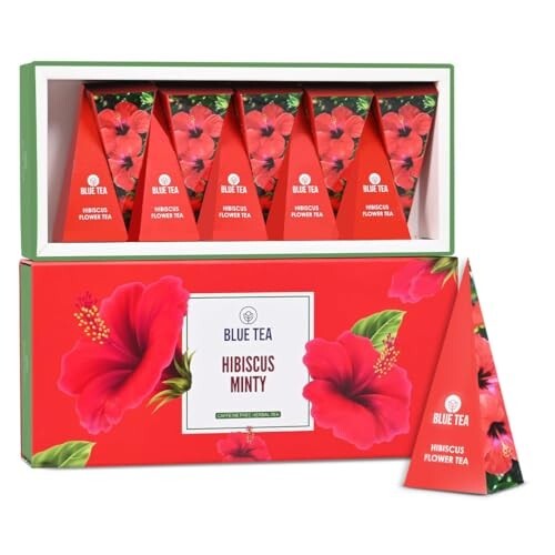 BLUE TEA - Hibiscus Tea - Gift Box - Minty Herbal Tea - 10 Tea Bags