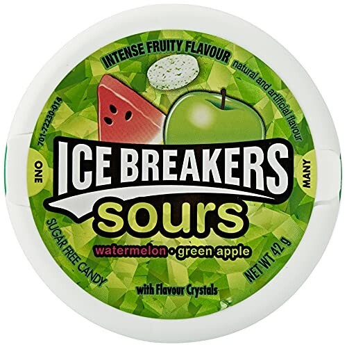 Icebreaker Sours Watermelon, Green Apple Sugar Free with Flavor Crystals, 1.5 Oz 42 G
