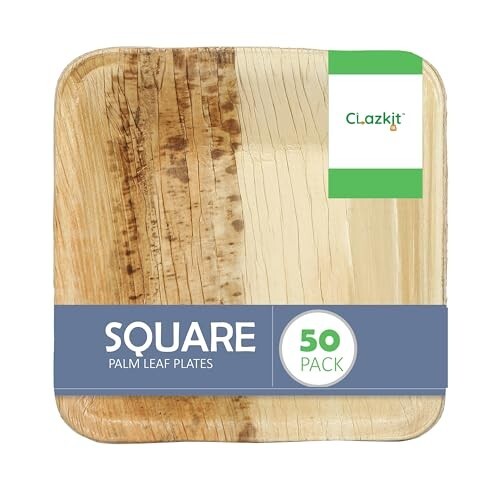 Clazkit 50 Pack Areca Square Deep Bowl (4"X 4")
