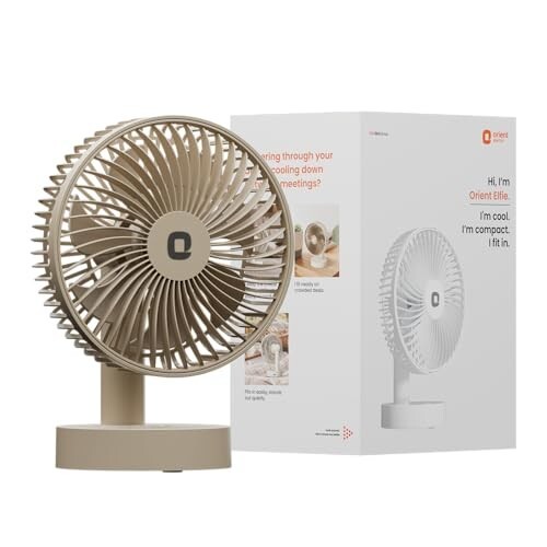 Orient Electric Elfie Rechargeable Personal Fan | 90° Adjustable Airflow (Beige)