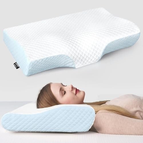 Memory Foam Pillow, Contour Cervical Orthopedic Memory Foam Pillows Supports Neck Pain and Shoulder Pain for Sleeping, Ergonomic Cervical Pillow Neck Support Pillow for Side Back (Y2)