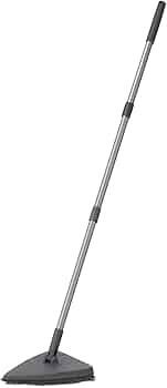BonKaso Stainless Steel Microfiber Triangle Flat Mop with 360° Rotating Head for All Types of Floor Cleaning - (Grey)