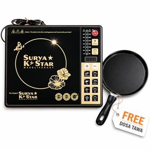 Surya K Star 2000W Induction Cooktop with Dosa Tawa 