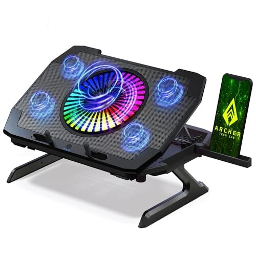 Archer Tech Lab RGB Gaming Laptop Cooling Pad Stand with Aluminum Metal Grid