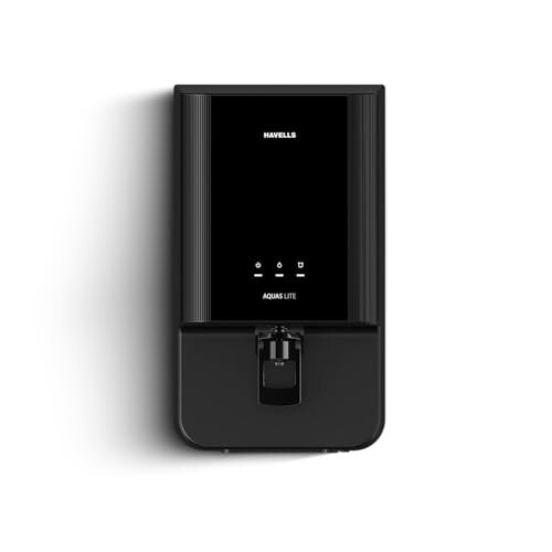 Havells Aquas Lite Water Purifier, UV + UF Purification, 4-stages, 7L Storage, Ideal for Municipal Water, Significant water savings, BIS Approved, Black