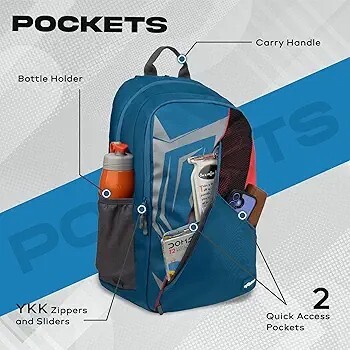  F Gear Prowler 32L Backpack | 2 Compartments & 2 Pockets | Durable Lightweight Water-Resistant Backpack for Men & Women | Fits Upto 18 Inch Laptop | Perfect for School, Office & Travel (Aqua Blue) 