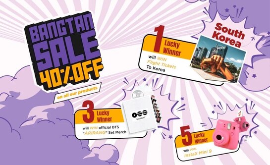 GimiMichi: Bangtan Sale: upto 40% off + Win A Trip to Korea, Merchandise & Instax Mini 9