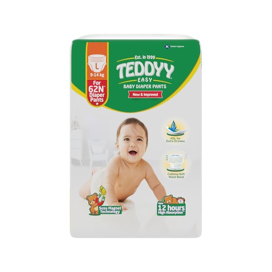 TEDDYY Easy Baby L Size Diaper Pant Style | 62 Count (Large)