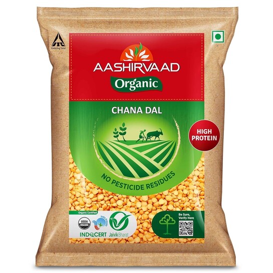 (Amazon Now) Aashirvaad Organic Chana Dal, 1 Kg