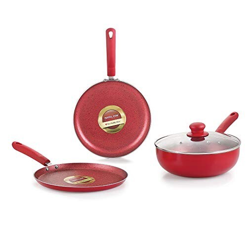 Nirlon Red Velvet 4-Piece Non Stick Induction Cookware