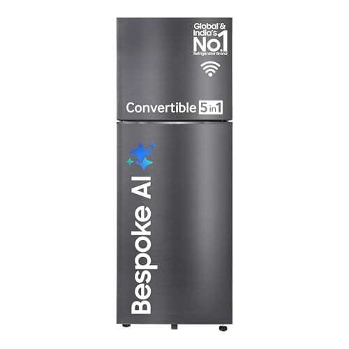 Samsung 396 L, 3 Star, Convertible 5-in-1, Digital Inverter, Frost Free Double Door, Bespoke AI WiFi Enabled Refrigerator (RT41DG6A4DB1HL, Black Matte/Black DOI)