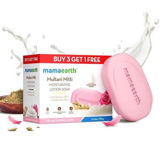 Mamaearth Multani Mitti Moisturizing Lotion Soap (125 gm x 4)