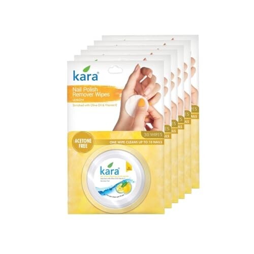 Kara Nail Polish Remover Wipes Lemon - 30 Pulls (Pack of 6) [Apply coupon]