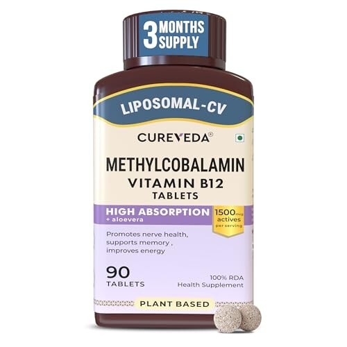 Cureveda Liposomal Vitamin B12 1500 mcg | 90 Tablets (90 Day Pack)