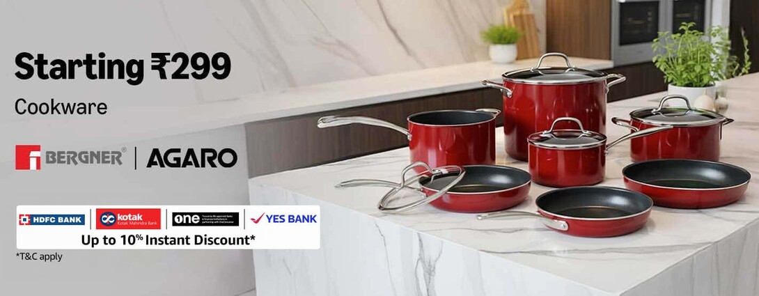 Bergner | Agaro Cookware Starts from ₹299 + Upto 10% Bank Discount