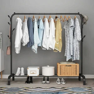 Sasimo 1 Door 2 Shelf Open Coat clothes hanger stand PP Carbon Steel Collapsible Wardrobe
