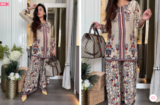 Aaghnya Women's Cream Rayon Blend Printed Straight Kurta With Trousers