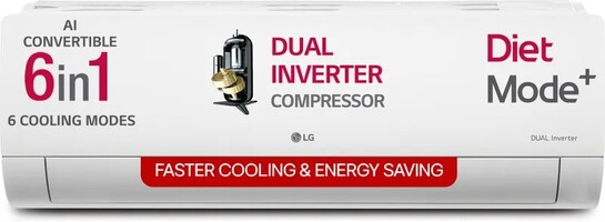 LG 2025 Model 1 Ton 3 Star Split AI Dual Inverter AI Convertible 6-in-1 with VIRAAT Mode (US-Q12CNXE, White)