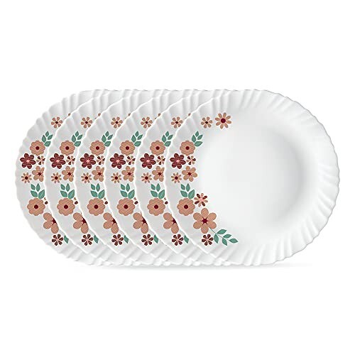 Larah by BOROSIL Ayana 6 Pcs Opalware Plate Set