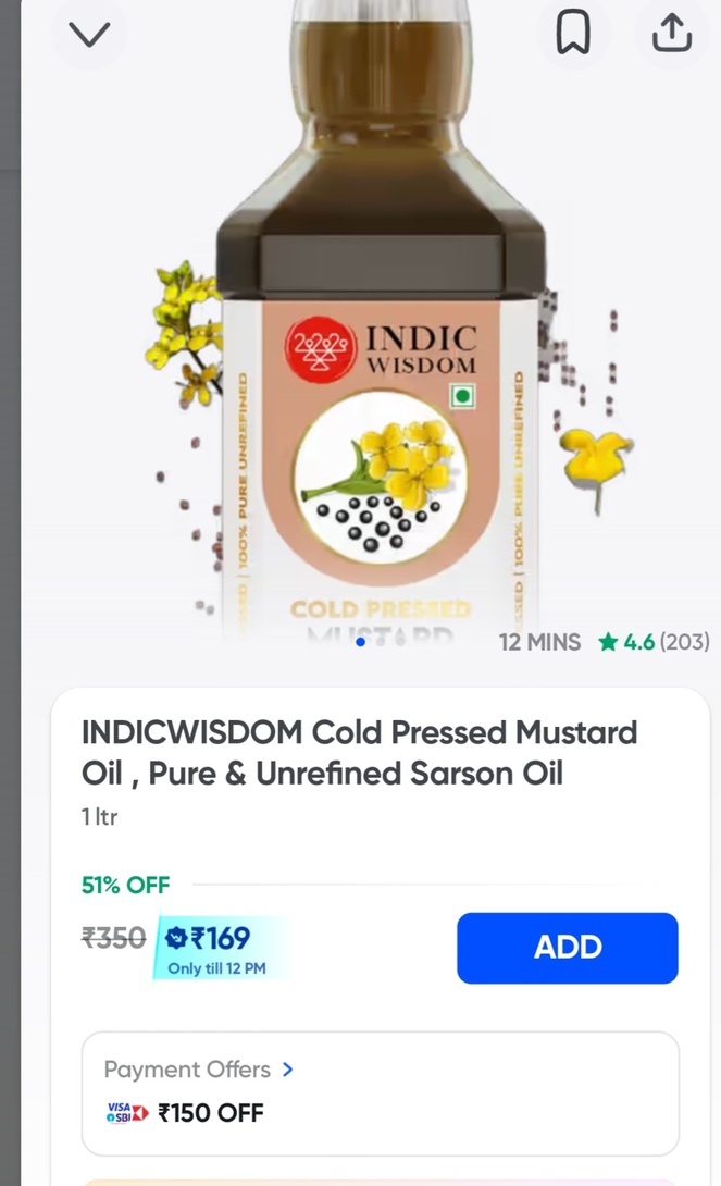 Indicwisdom  mustard oil at Rs. 169