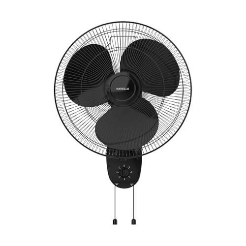Havells Gatik Pro 400mm Wall Mount Fan|RPM: 1350|Double string for Speed & Oscillation control | Thermal Overloaded Protected Motor | 100% Copper Wire Winding Motor | 2 Year Warranty,230 Volts(Black)