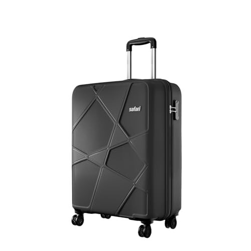 Safari Pentagon Pro 8 Wheels Spinner Cabin Trolley Bag Polypropylene Hard Case, Suitcase for Travel, Black, 55 cm