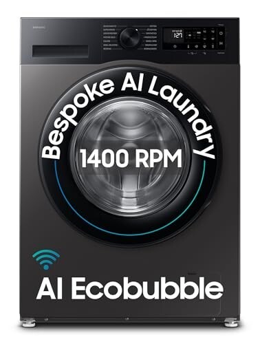 Samsung 9 kg, 5 star, AI EcoBubble, Super Speed, Wi-Fi, Hygiene Steam, Fully-Automatic Front Load Washing Machine (WW90DG5U24AXTL, Inox)
